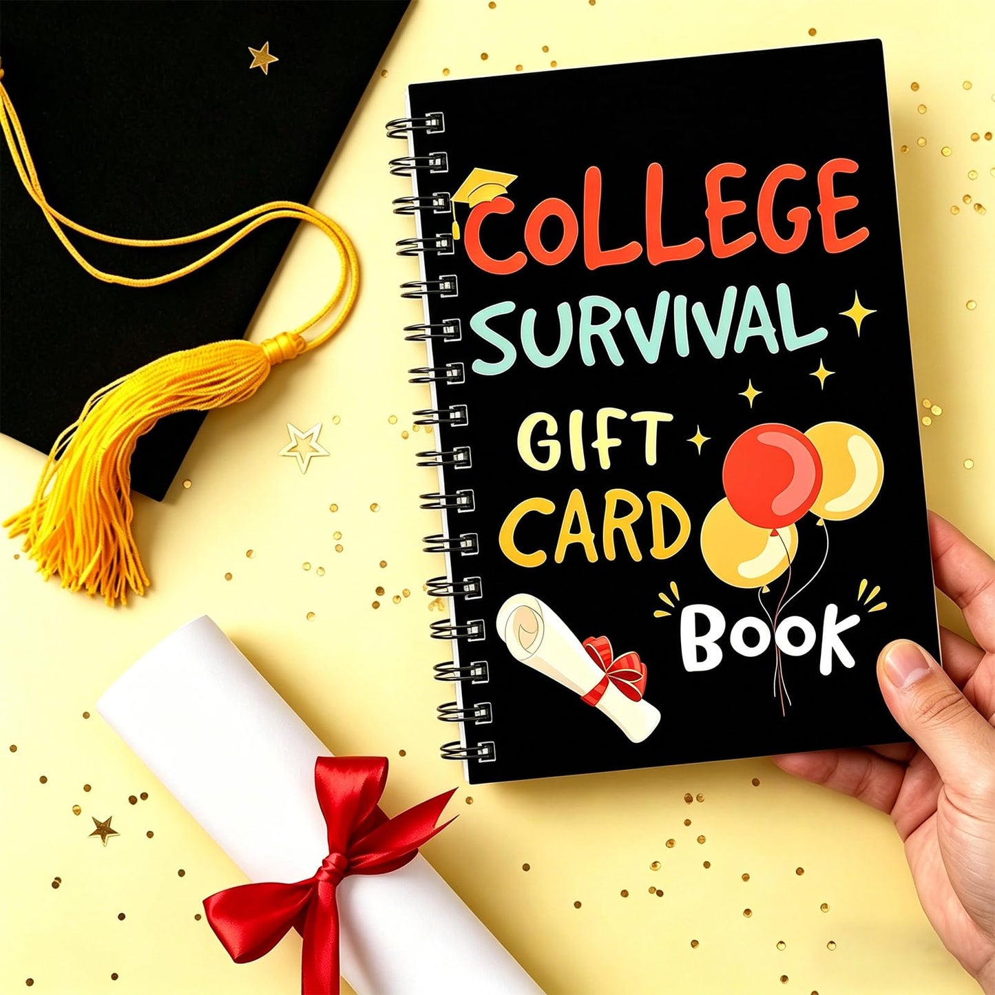 zhjely College Survival Gift Card Book, Graduation Gift Card Book 2026, 7 x 5 Inch College Survival Booklet Organizer Leaving Home High University School Care Package