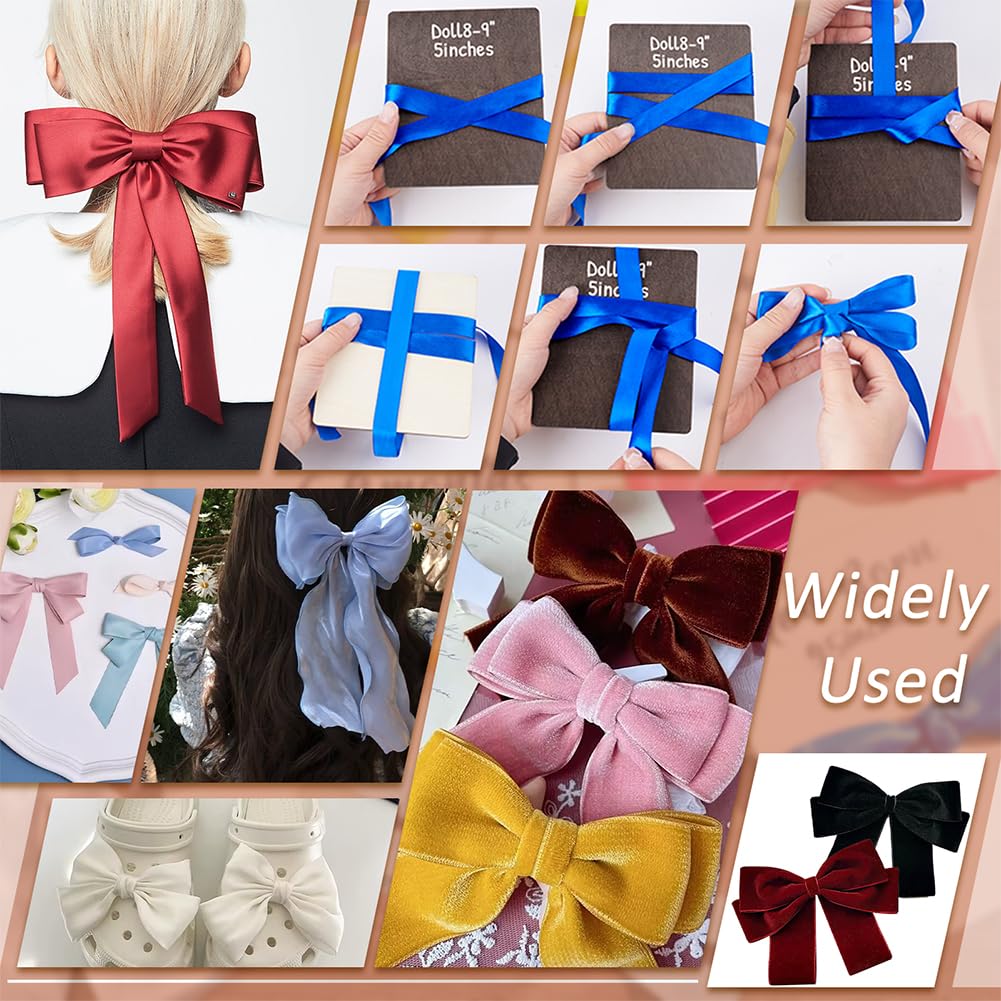 NBEADS 7 Pc Wooden Bow Maker Kit - 7 Size Headwrap Boards + Tie Boards for DIY Hair Bows - Coconut Brown