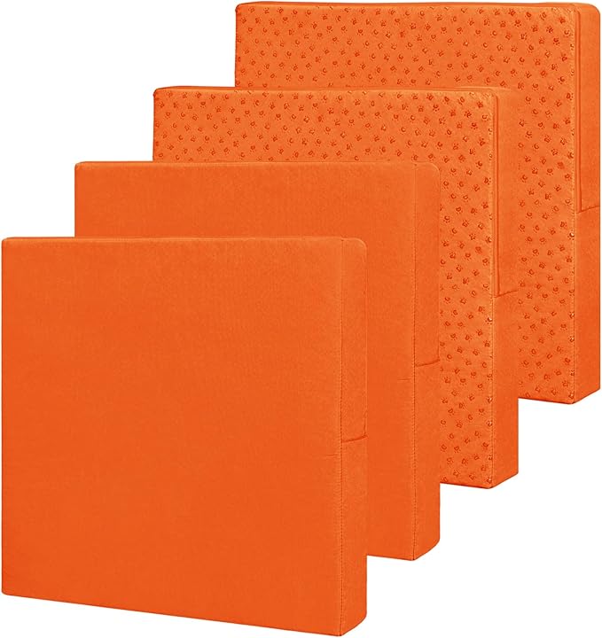 Easy-Going Waterproof Patio Cushion Covers 22x20x4 inch 4 Pack Replacement Non-Slip Outdoor Seat Cushion Slipcover with Zipper. Orange
