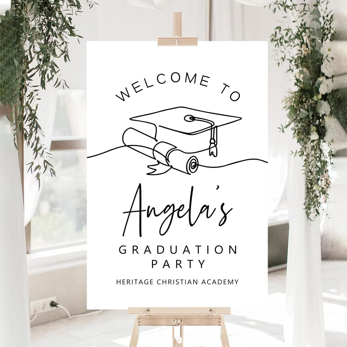 Personalized Senior High School College Graduation Sign, Modern Minimalist Graduation Party Welcome Sign 2025, Class of 2025 Banner, Class of 2025 Decor