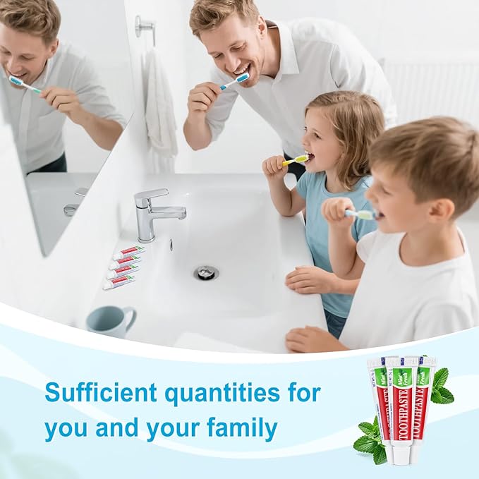 10 Tubes Travel Size Toothpaste in Bulk, Disposable Mini Mint Compact Small Pocket Size Essential Toothpaste for Vacation Hotel Shelter Homeless Nursing Home Charity Camping Single Use 0.17 oz/ 5g