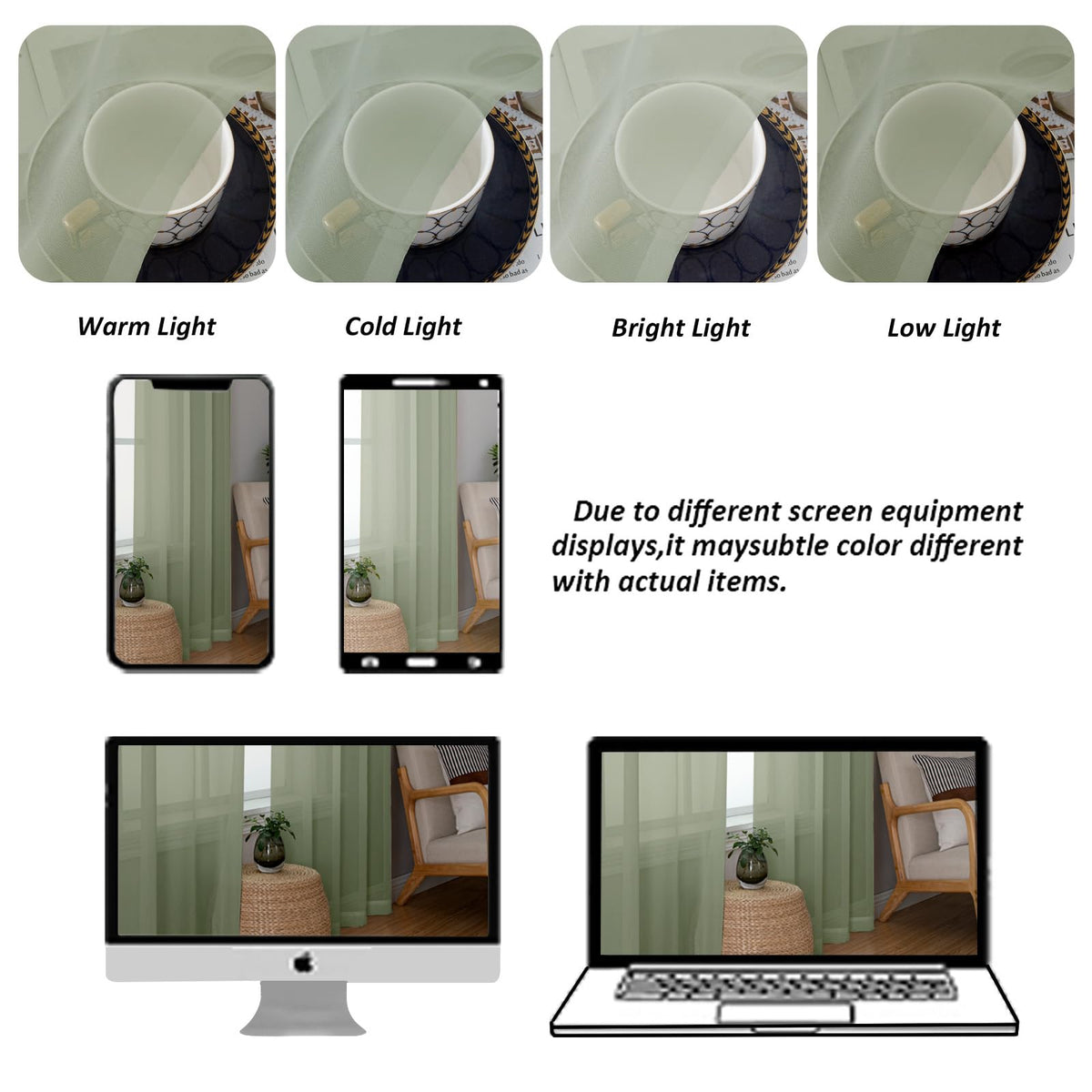 Sage Green Sheer Valance for Windows (2 Count)