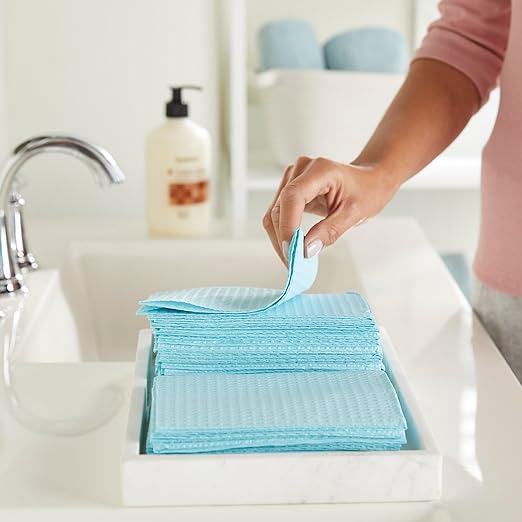 McKesson Disposable Towels [Pack of 500] for Dental Bibs, Nails, Tattoo, Dentist, Medical - 13 x 18 in, 2-Ply Tissue with Poly Back, Waffle Embossed, Blue