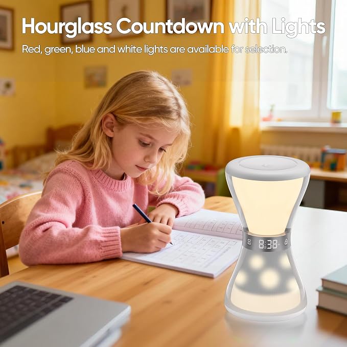 RGB Night Light Alarm Clock, Digital Alarm Clock with Hourglass Shape