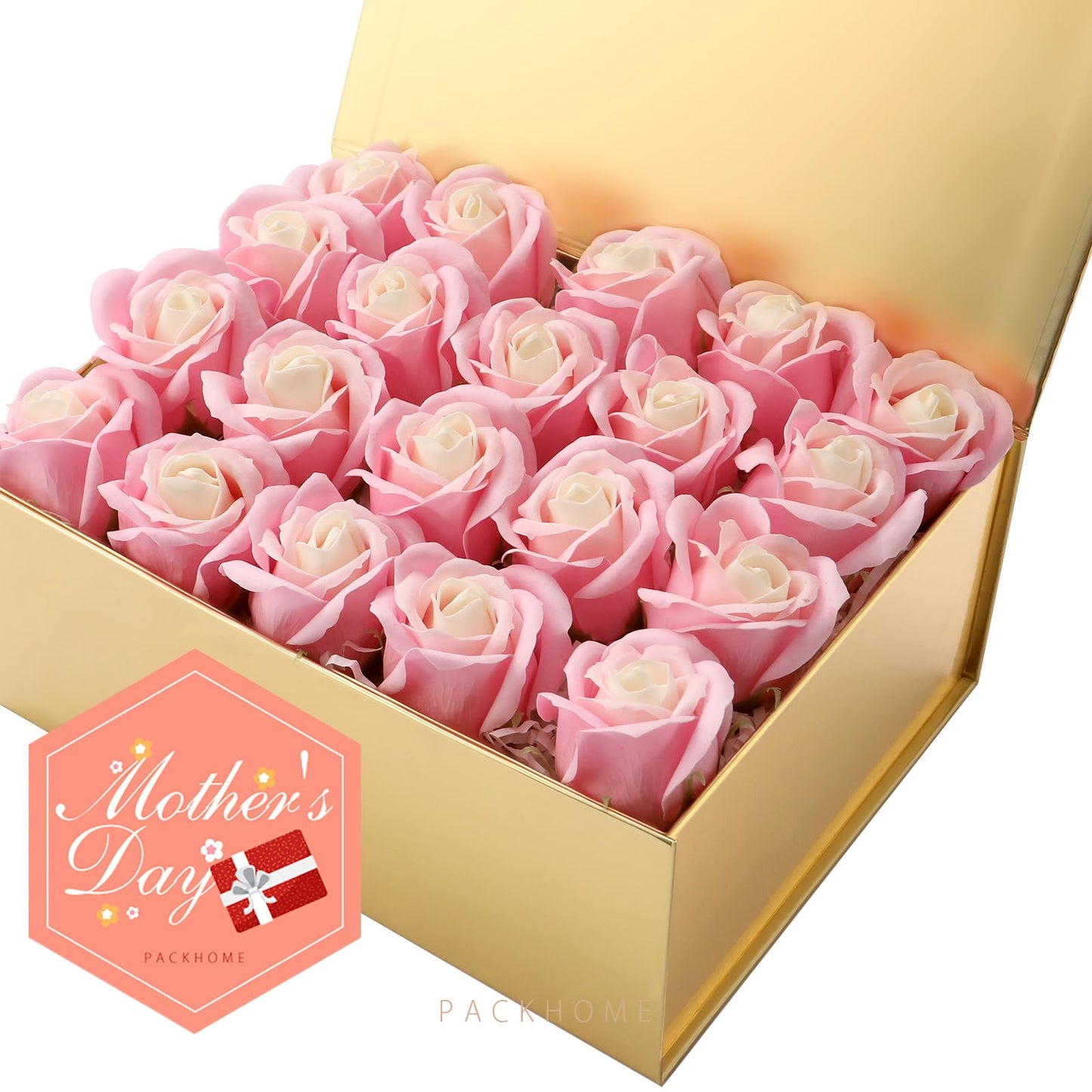 PACKHOME Mothers Day 6 Gift Boxes 9x6.5x3.8 Inches, Rectangle Collapsible Boxes with Magnetic Lids for Gift Packaging (Glossy Gold)