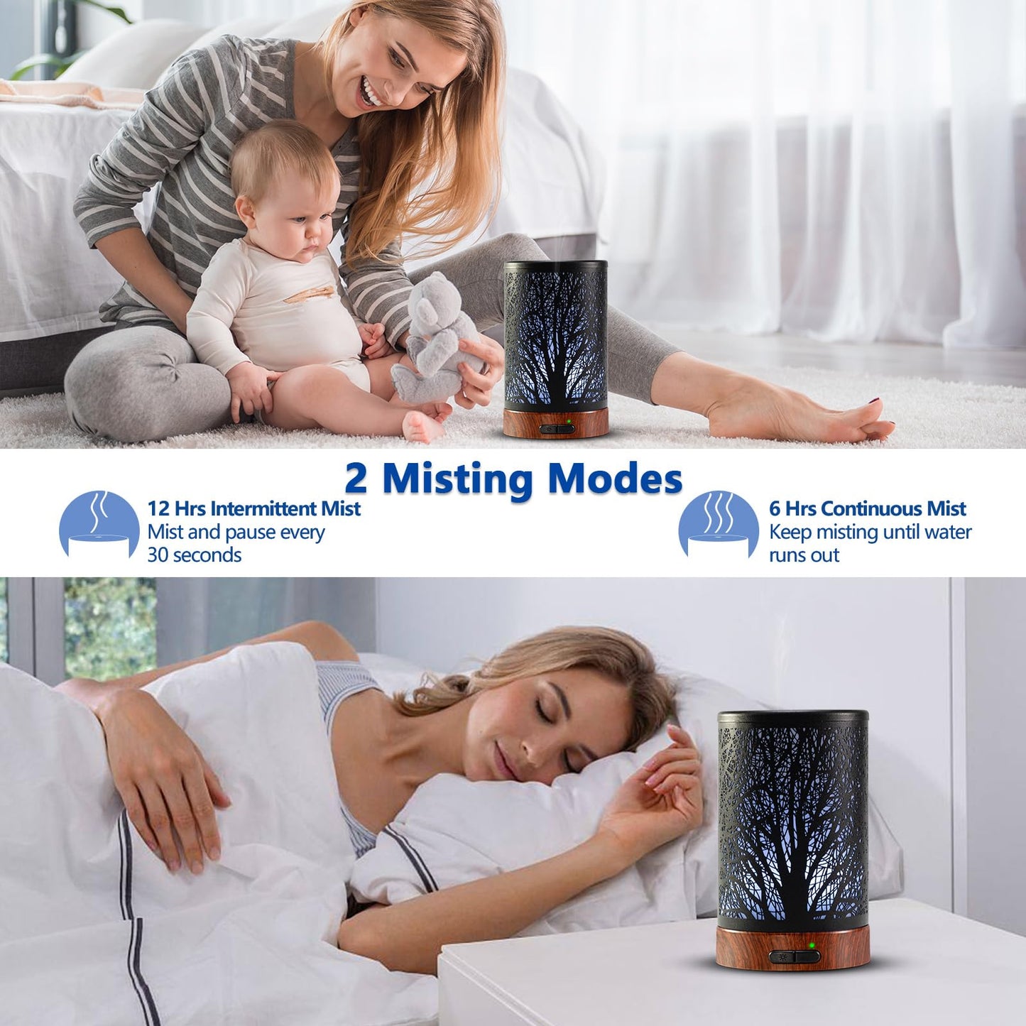Oil Diffuser with Essential Oils Set – Aromatherapy Diffuser 150ml with 6 Essential Oils Set, Diffuser for Essential Oils, Auto Off Protection 7 Colors Night Light Gifts for Mom(Diffuser & Oils Set)