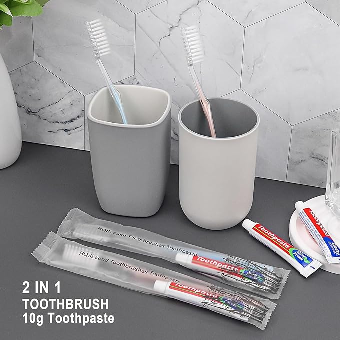 500pcs Disposable Toothbrushes, 2 Color, Travel Toothpaste for Homeless, Airbnb, Hotel