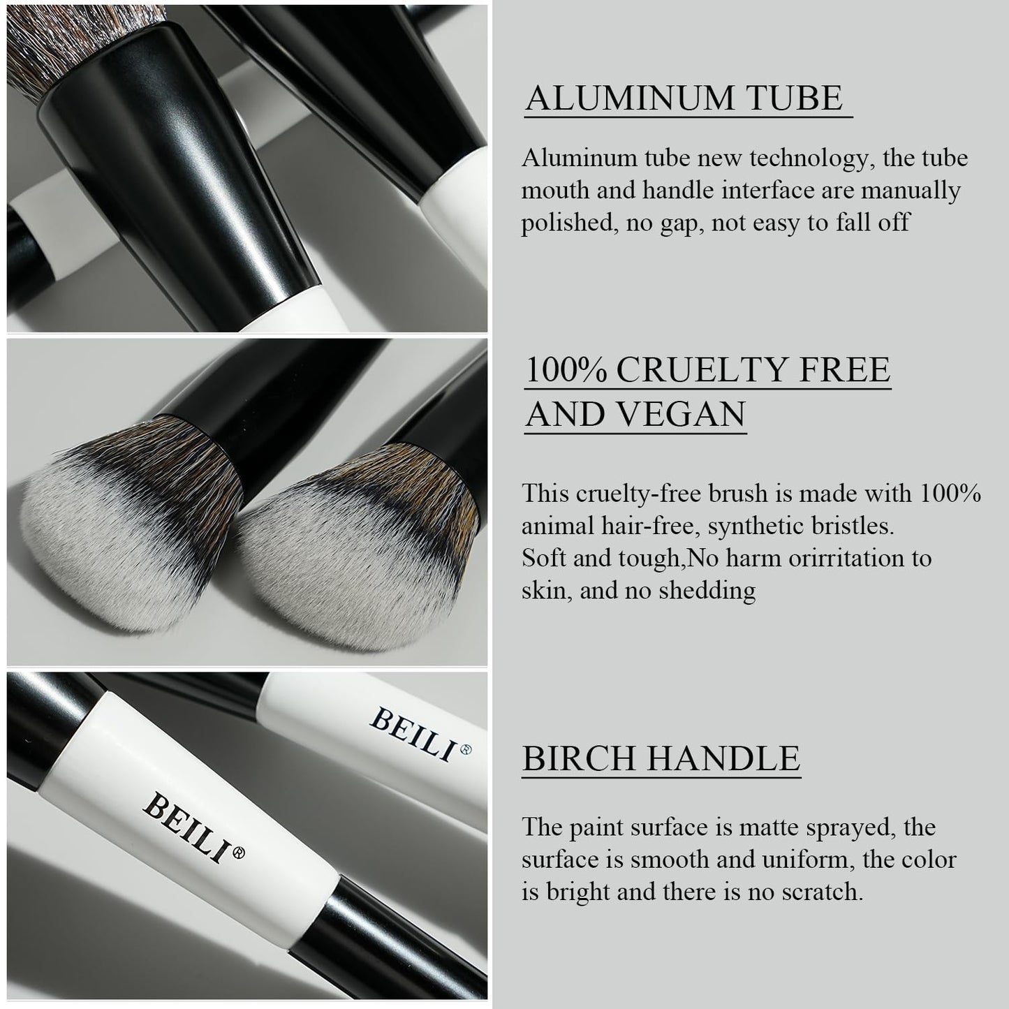 BEILI 12 Pcs Double-Sided Makeup Brush Set, 18-in-12 Multi-Use Brushes for Contour, Foundation, Highlight, Blush, Eyeshadow, Eyeliner & Concealer, Black & White Travel Kit for Polished Daily Makeup