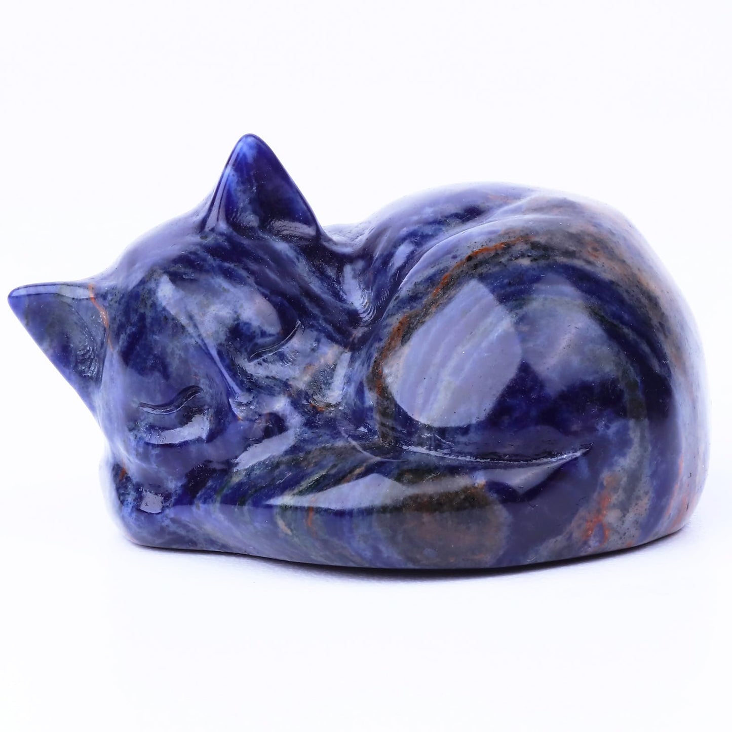 Ytbeoxk 2 Inch Blue Sodalite Cat Crystal Statue, Healing Crystal Cat Decorations,Polished Hand Carved Obsidian Lucky Cute Kitten Figurines, Blue Cat Gift Home Office Desk Decor for Cat Lovers