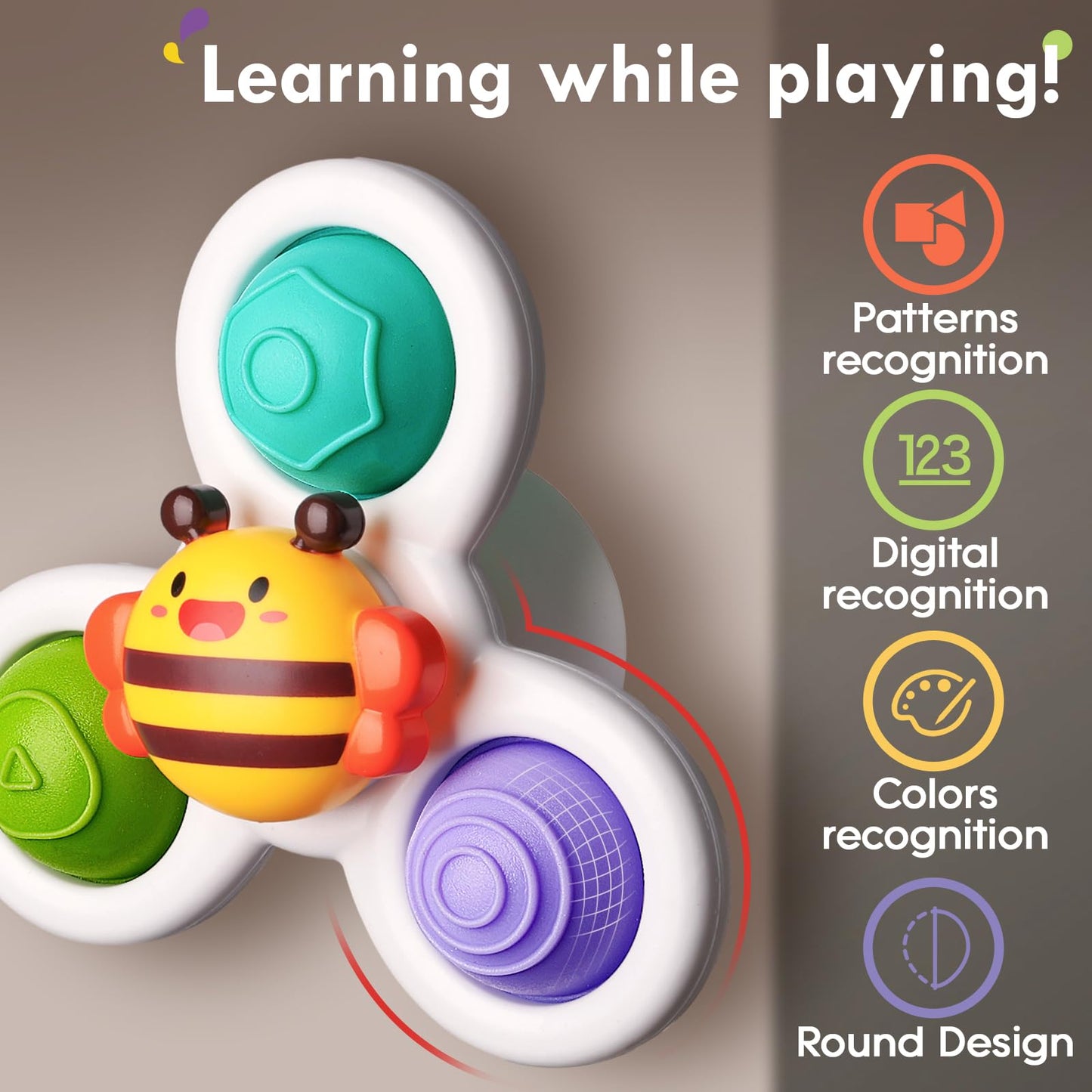 ALASOU 6 PCS Suction Cup Rotating Toys(3 POP+3 Space) for Infant and Toddlers
