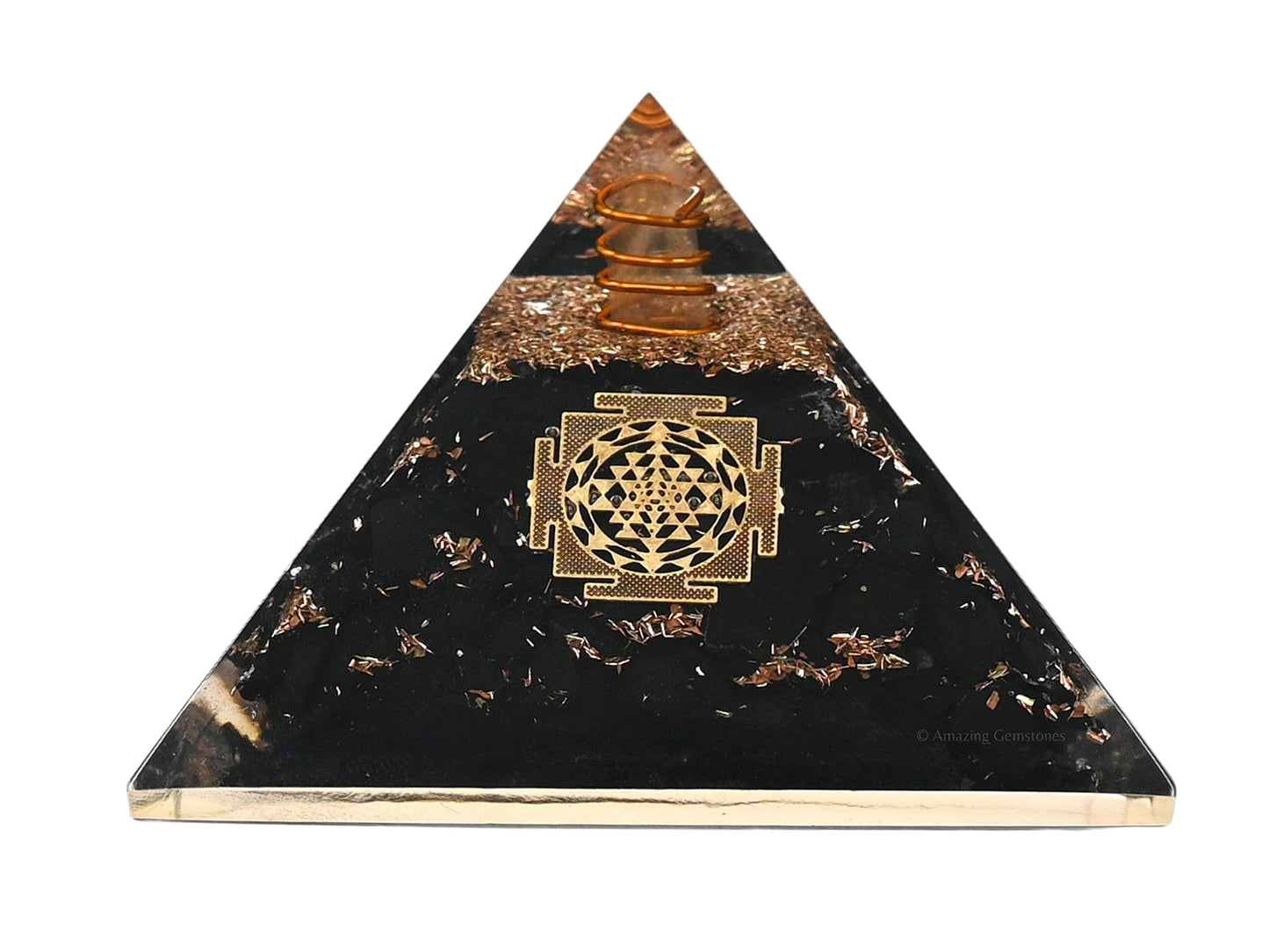 Amazing Gemstone Large Black Tourmaline Orgone Pyramid Crystal, Sri Yantra Orgonite Pyramid, Positive Energy Healing