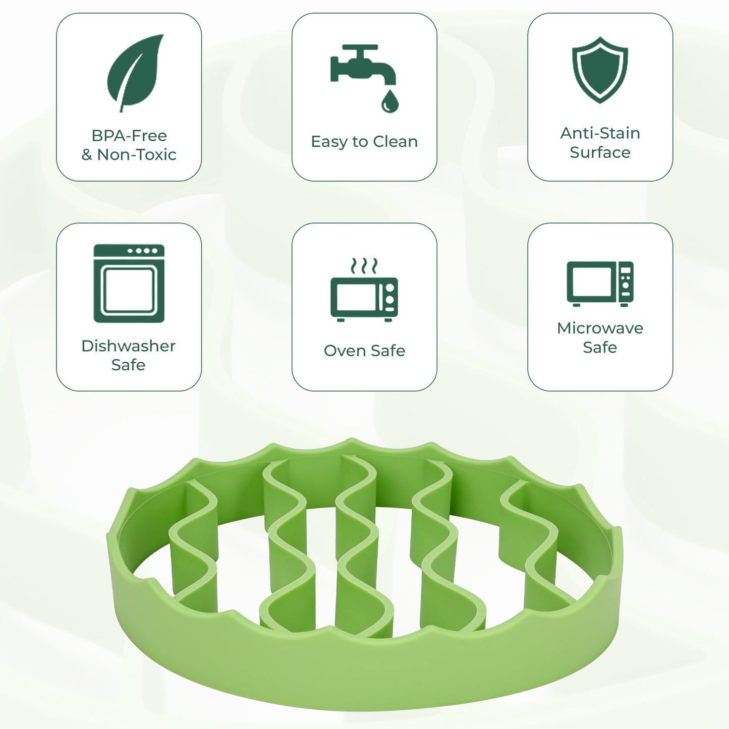 Oval Silicone Roasting Racks for Instant Pot 6Qt 8Qt & Crockpot – Non-Stick Steaming Rack Insert for Baking, Canning and Oven Use – Easy-to-Clean Flexible Design Kitchen Accessories (Green)