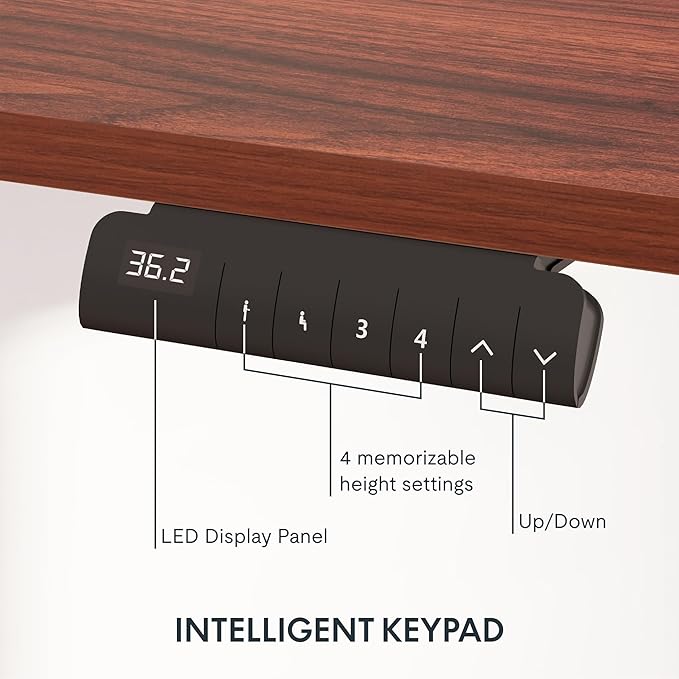 FLEXISPOT E6 3 Stages Dual Motor Electric Standing Desk 48x24 Inch Whole-Piece Board Height Adjustable Desk Electric Sit Stand Desk(Black Frame + Mahogany Desktop, 2 Packages)