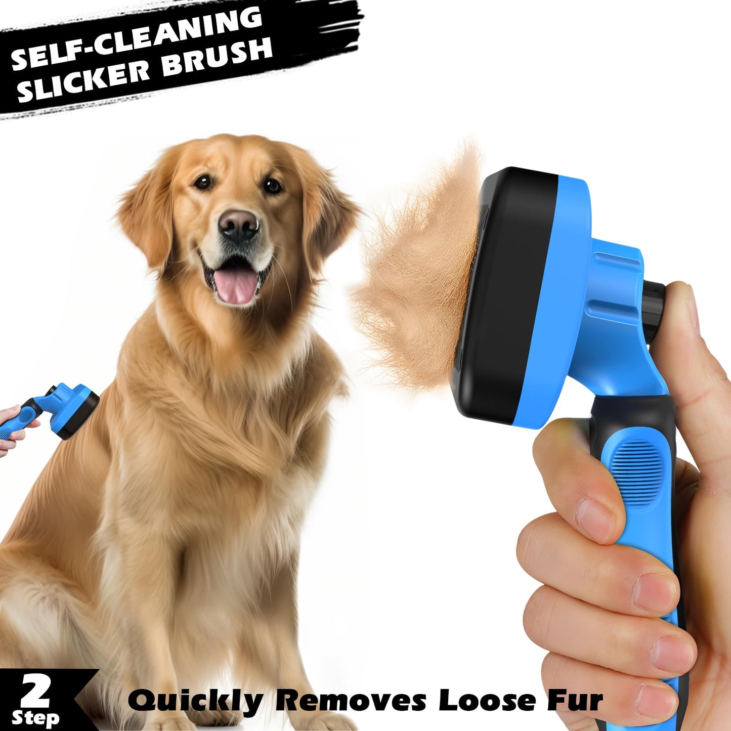 Augwind 7 in 1 Pet Grooming Kit - Dog&Cat Comb, Deshedding Brush, Nail Clipper with File, Bath Brush - Premium Pet Supplies (Blue)