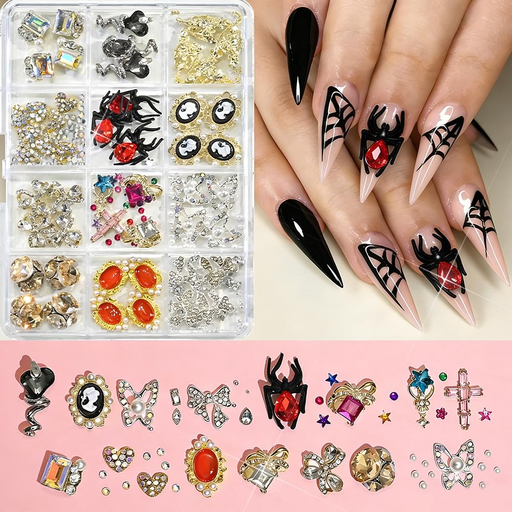 3D Nail Charms and Gems Cute Rhinestones Y2K for Nails Nesign Junk Case Charms Jewels for Nail Art Decorations (Fancy Diamonds)