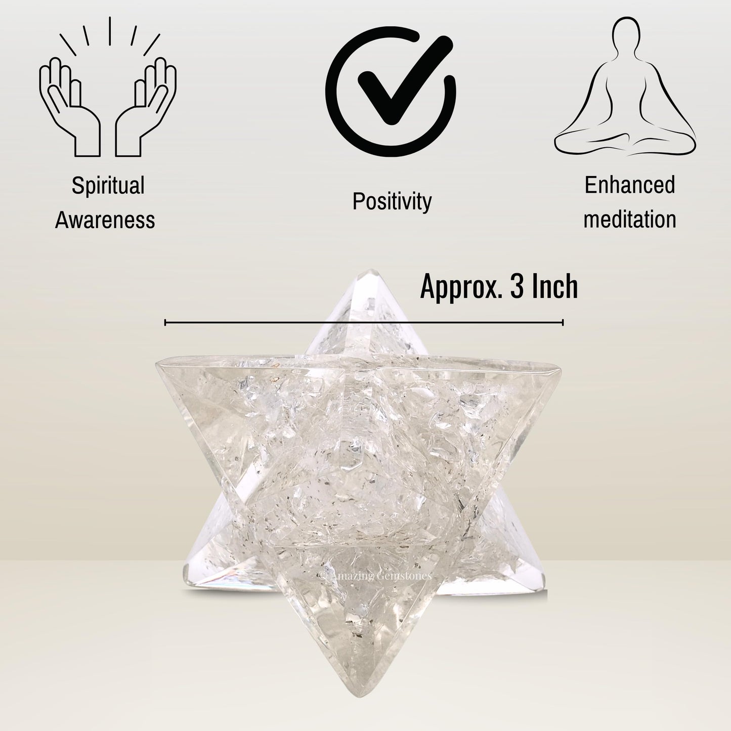 Amazing Gemstone 1 Pcs Clear Quartz Large Crystal Orgone Merkaba Star for Reiki Healing Meditation and Crystal Grid (Sharpest Edges)