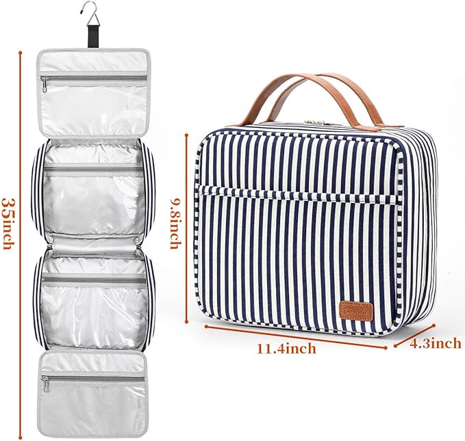 Bosidu Hanging Travel Toiletry Bag,Large Capacity Cosmetic Travel Toiletry Organizer for Women with 4 Compartments & 1 Sturdy Hook,Perfect for Travel/Daily Use/Christmas