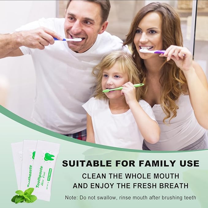 Too Small Bulk Travel Size Toothpaste Pack of 200,0.105 oz Extra Small Toothpaste Travel Size Bulk Mint Mini Disposable Toothpaste for Hotel,Guests,Homeless,Charity(Only Good for Single Use)
