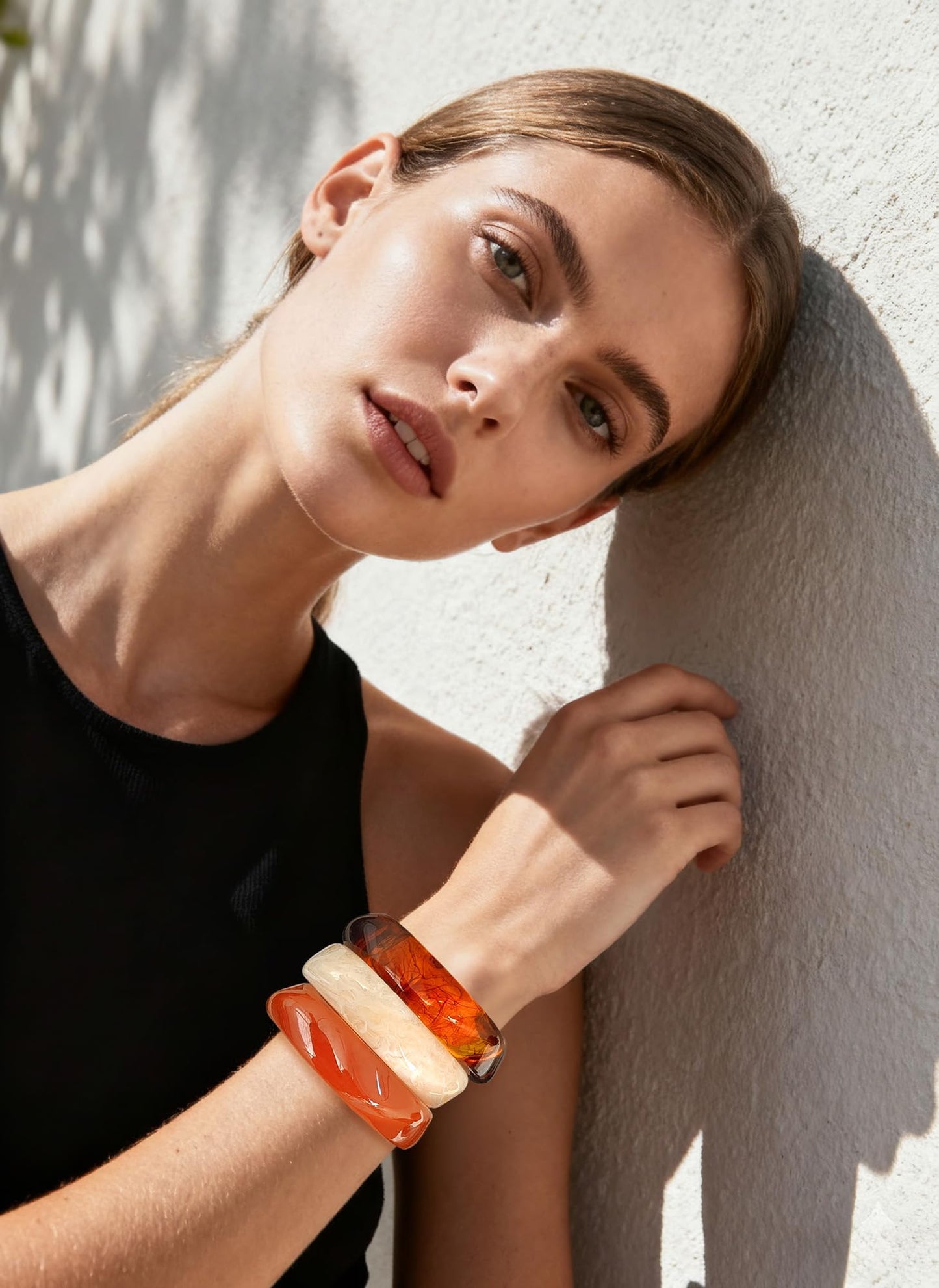 ENSKEFEN 3Pcs Colorful Acrylic Bracelets Set for Women Chunky Resin Bangles Trendy Irregular Stackable Acrylic Resin Bangle Bracelet