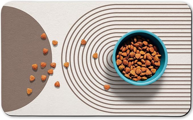 Dog Food Mats,Cat Absorbent Water Bowl Feeding Mats Pet Placemats for Food and Water Brown Bohemia 16 * 24 inch