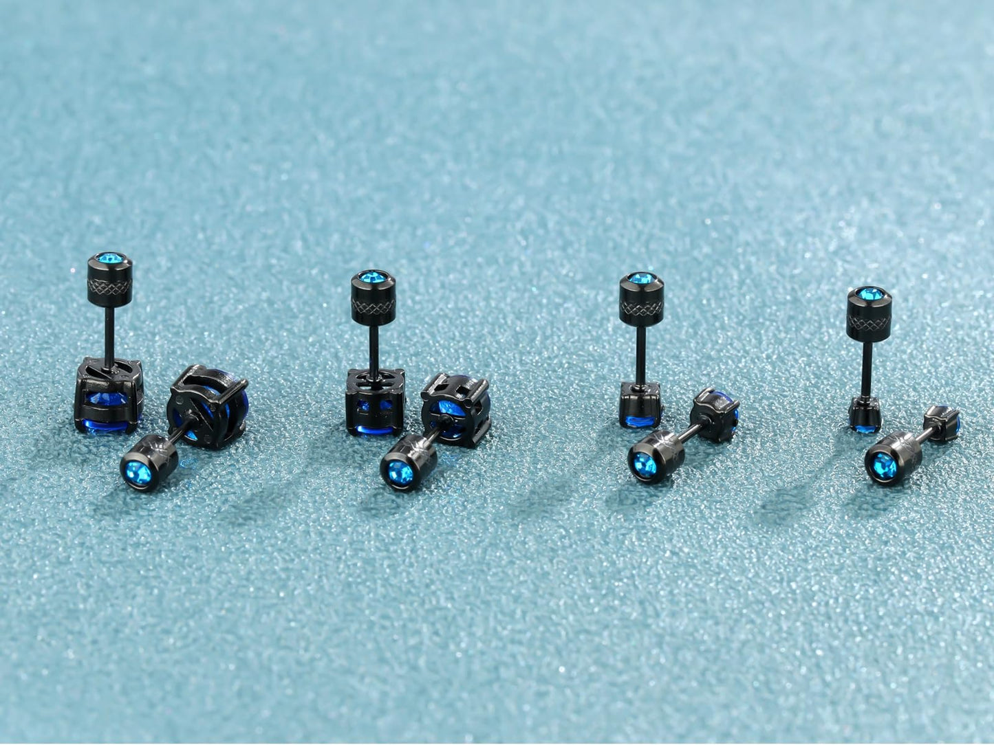 4 Pairs Titanium Hypoallergenic Red Stud Earrings for Sensitive Ears,Black 5A Cubic Zirconia Screw Back Stud Earrings for Women Men Surgical Stainless Steel Double Side Earrings red stud earrings