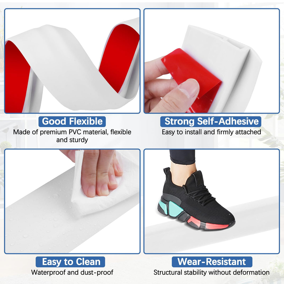 Vinyl Floor Transition Strip Self Adhesive Door Threshold Strip (6.6 Foot)