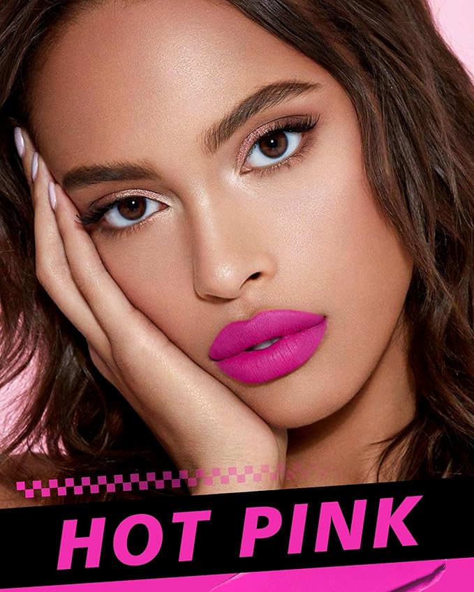 Hot Pink Lipstick Long Lasting, Matte Liquid Lipsticks for Women Non Transfer Smudgeproof Smooth and Easy to Appy Cruelty Free Lip Color, M40 Hot Pink