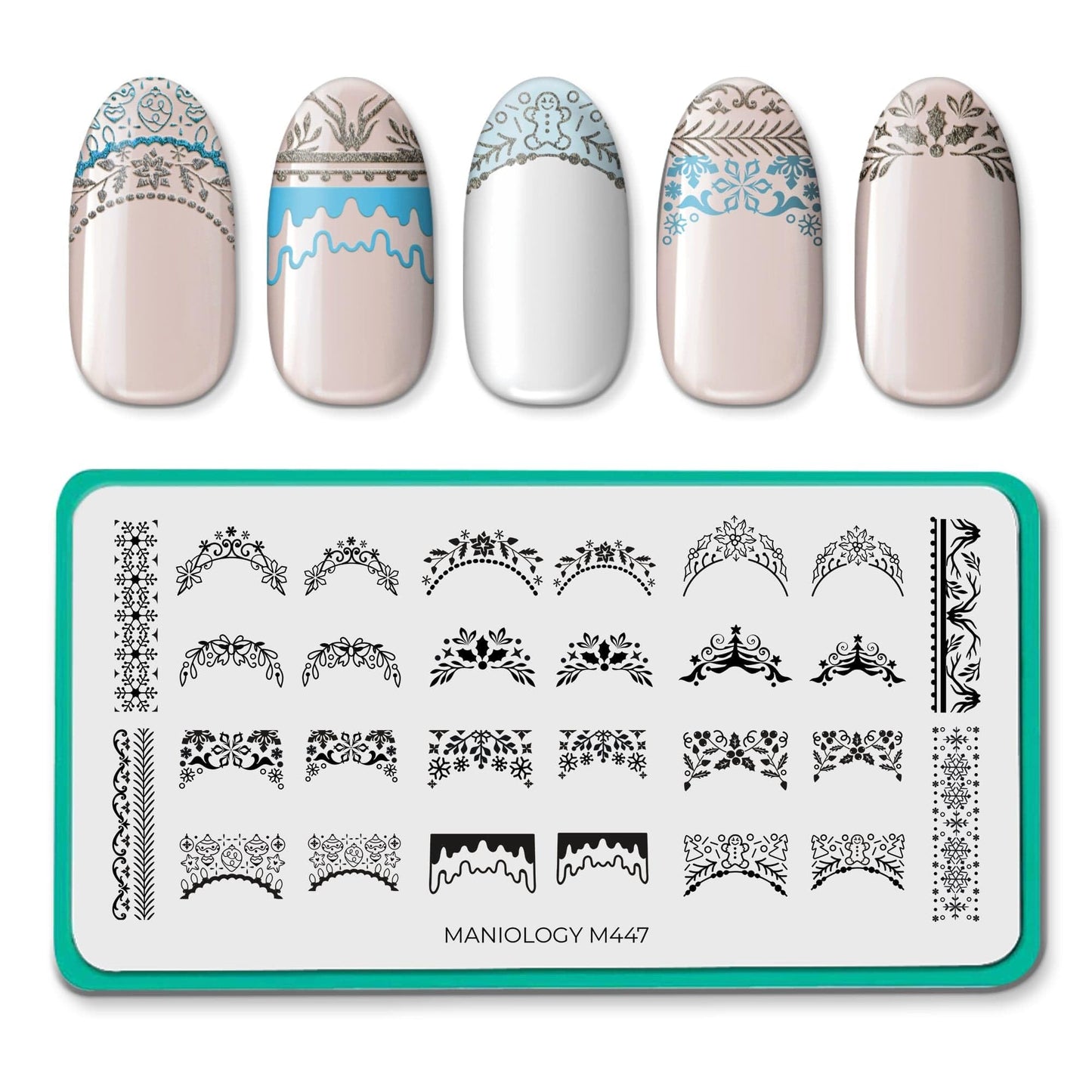 Maniology Holiday Cheer Nail Stamping Plate Set | 3-Piece Christmas-Themed Manicures, Winter-Inspired Nail Designs – Reusable, Rectangular Stainless Steel Nail Art Templates for DIY Manicures