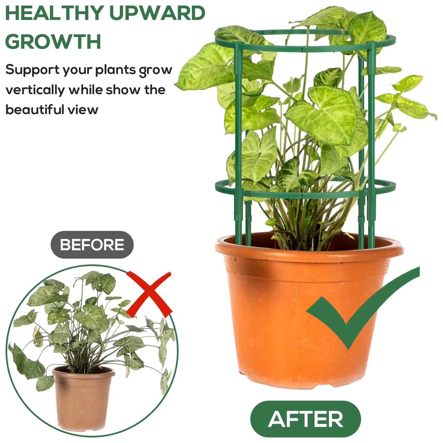24 Pcs Plant Support Stakes, Half Round Plant Support for Indoor Plants, Stackable Garden Flower Support, Plant Stakes for Tomato, Monstera, Peony, Hydrangea Climbing Plants (6.2 "Wide X 11.6" High)