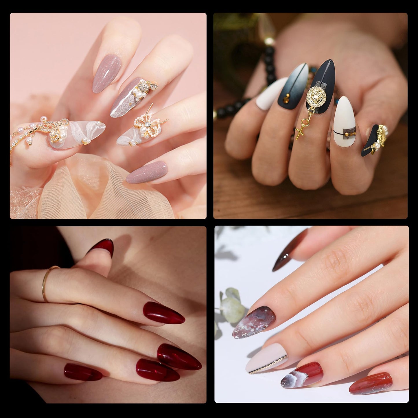 Half Matte Medium Almond Fake Nail Tips, Soft Gel Pre-Shaped Nail Tips, Full Cover False Nails with Clear Box for Nail Salons and DIY Nail Art, 600PCS/12 Sizes