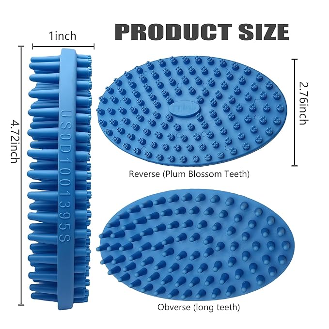 Lilpep 2-in-1 Dog Bath Brush, Double Sided Soft Rubber Grooming Brush for Shedding, Massaging & Deep Cleaning, Suitable for Short & Long Haired Dogs & Puppies