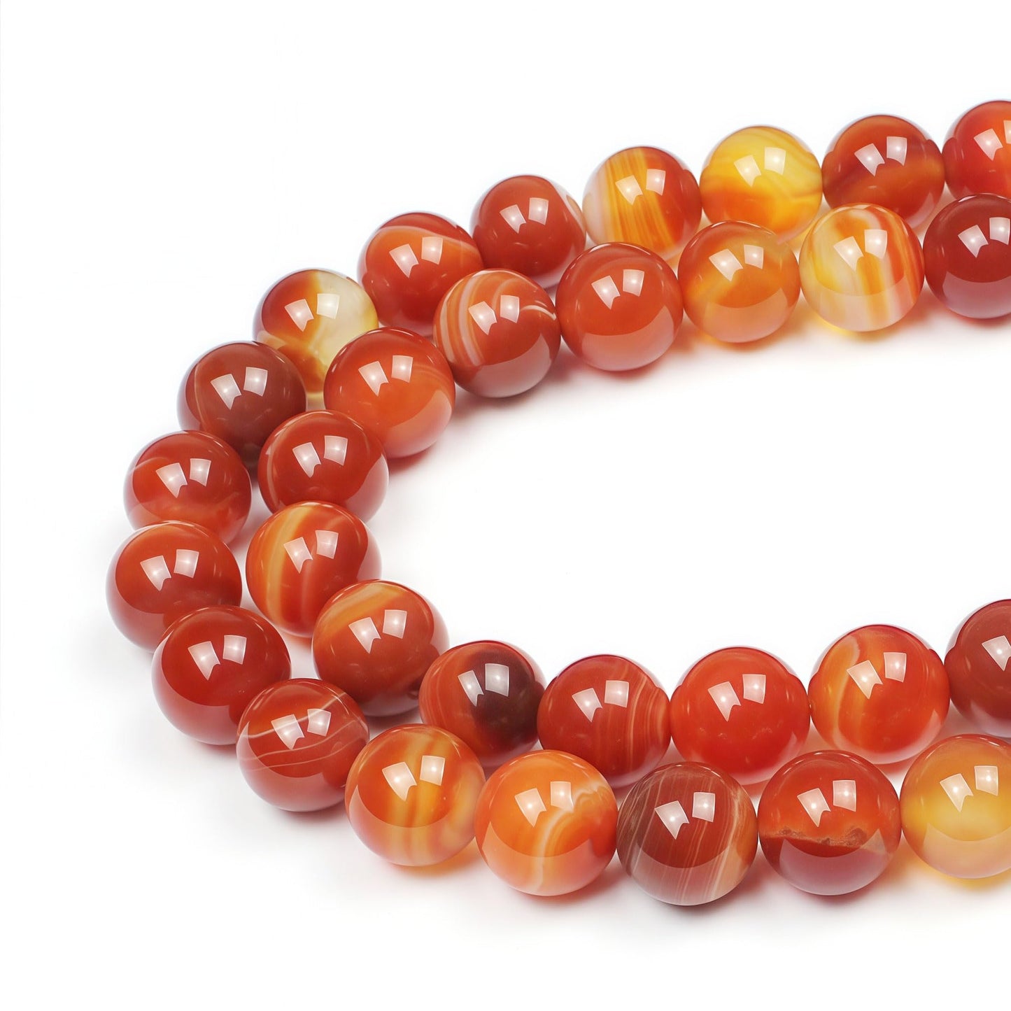 MJDCB Natural Red Striped Agate Beads Round Loose Beads for Jewelry Making DIY Bracelet Necklace (6mm)