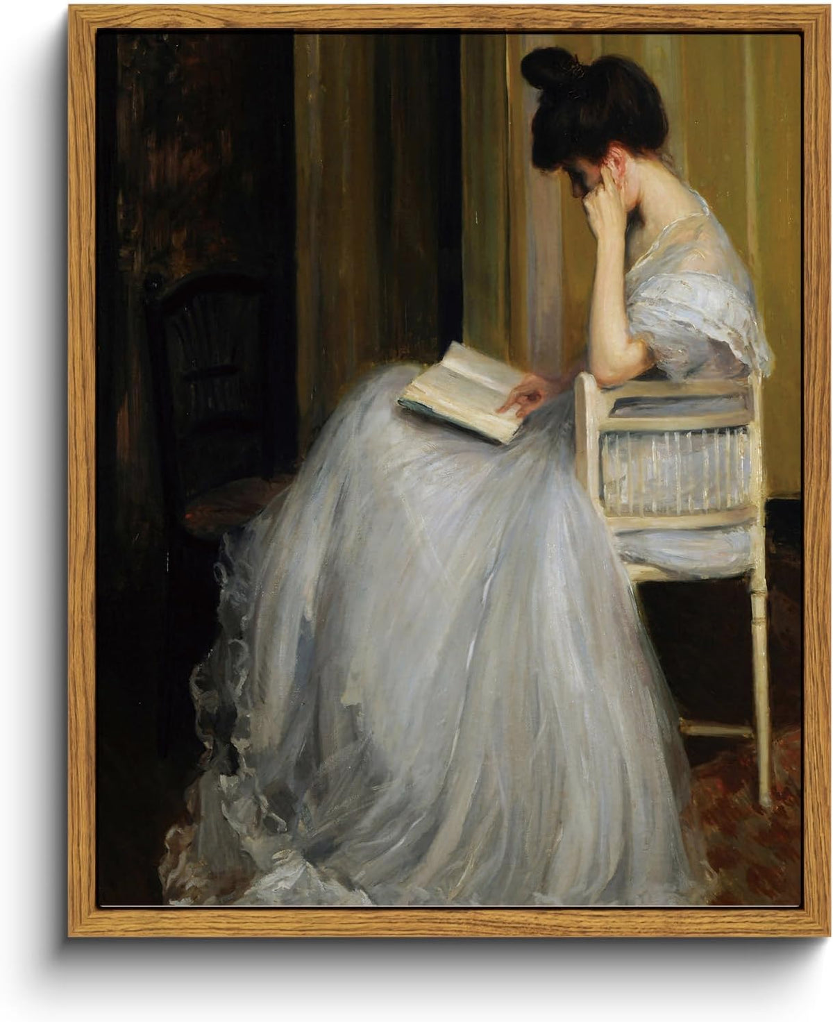 VIYYIEA Framed Canvas Wall Art Home Decor Portrait Art for Living Room Women Reading Pictures Bedroom Bathroom Wall Decor Mid Century Lady Oil Painting Room Decor Vintage Prints Aesthetic 9x11in