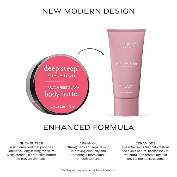 Deep Steep Body Butter with Ceramides for Intense Moisture 6oz (6 Ounces (Pack of 1), Passion Fruit Guava)