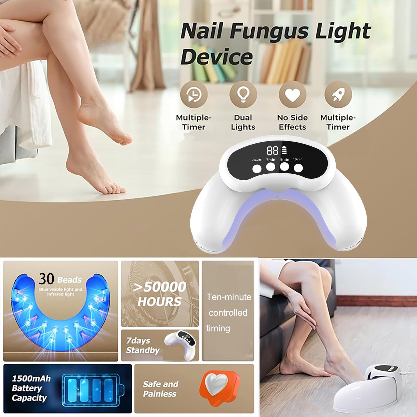 UV Nail Lamp-Nail Cure Lamp Nail Dryer for Gel Polish, Toe Nail Fungus Treatments Led Light with Automatic Sensor & 3 Timers