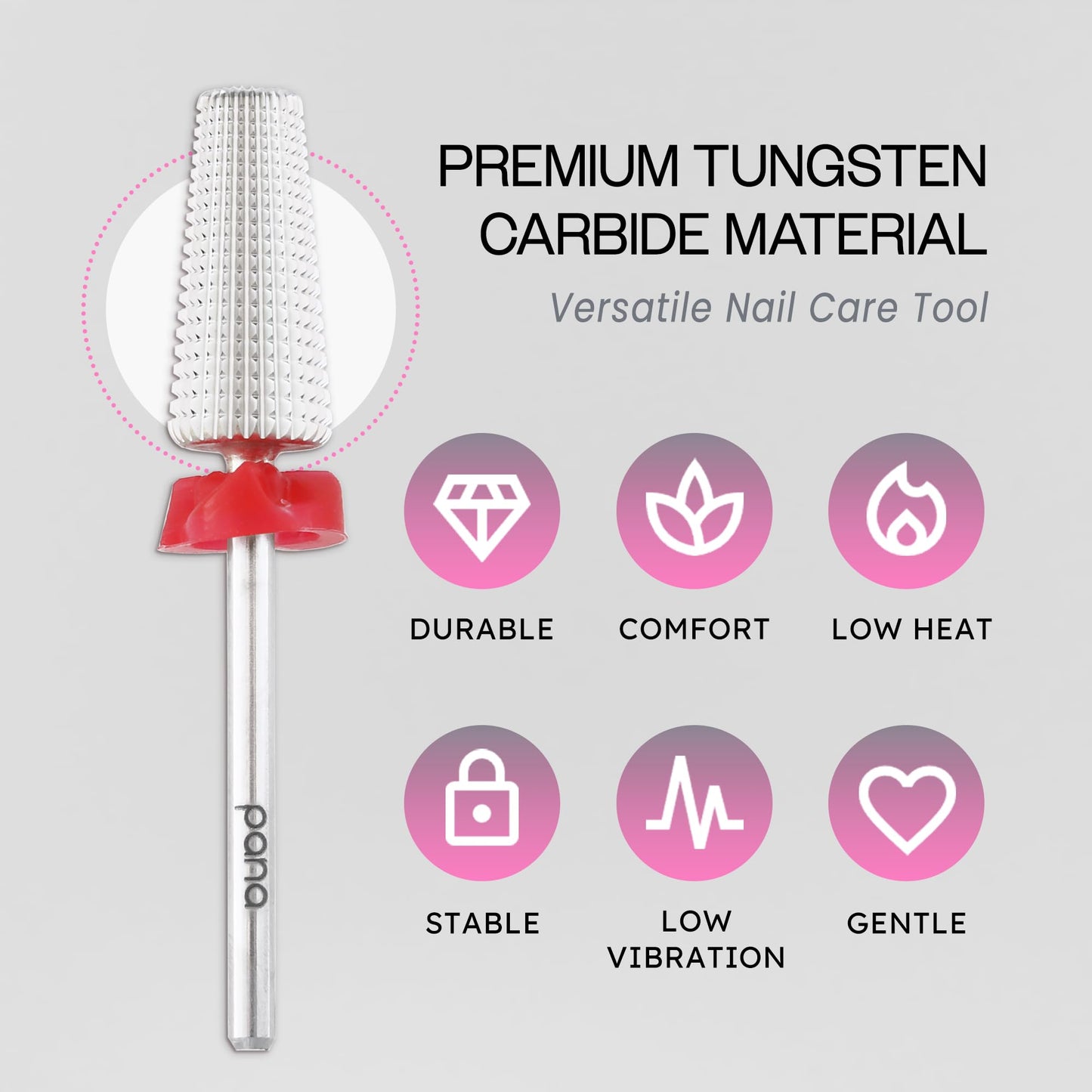 PANA Nail Carbide 5 in 1 Bit - Two Way Rotate use for Both Left and Right Handed - Fast Remove Acrylic or Hard Gel - 3/32" Shank - Manicure, Nail Art, Drill Machine (Fine - F, Silver)