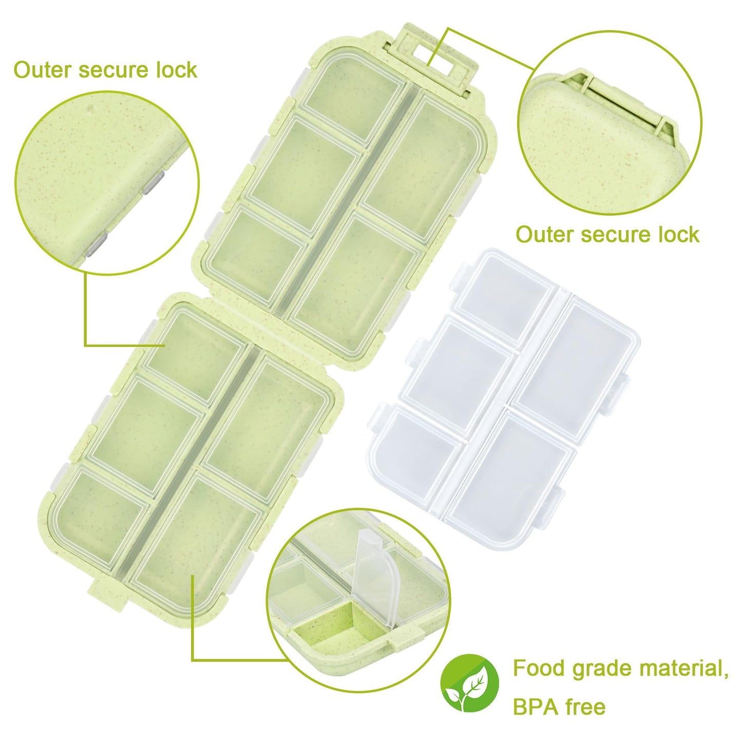 Travel Medicine Kit with 189 Labels, Pill Cases Organizers 7 Day Compact Pill Organizer Mini Pill Case Pill Storage Organizer (Yellow, 1 Pack)