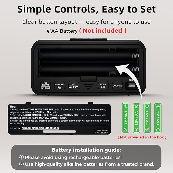 Battery Operated Small Alarm Clock: Compact Cordless Design
