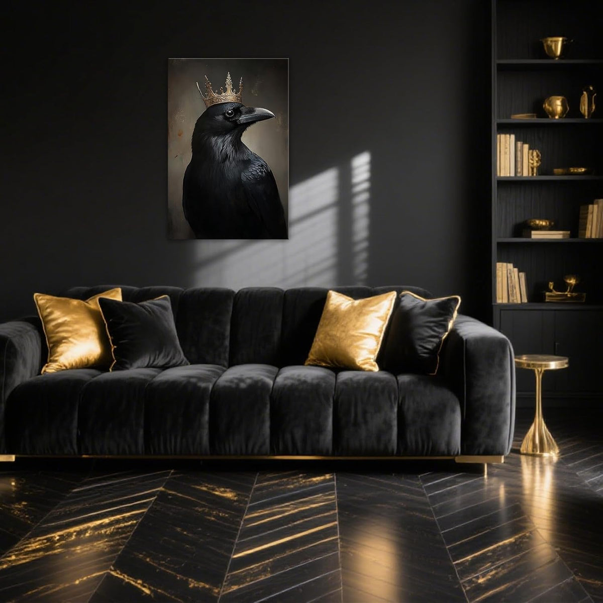 OAAPITI Raven King Wall Art Mysterious Black Bird Painting Dark Gothic Animal Canvas Print for Living Room Bedroom Home Office Inspirational Decor(Artwork-8,28"x42")