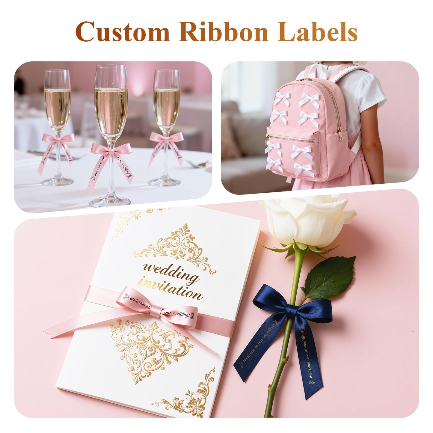 Phomemo P12 Satin Ribbon Label Tape for Gift Wrapping, Bows, Craft Wedding, 12mm x 2m Compatible with Dymo Label Maker Refills LT-100H LT-100T 200B, Phomemo P12 P12-Pro, LT12, F12,3 Pack, Blue Ribbon