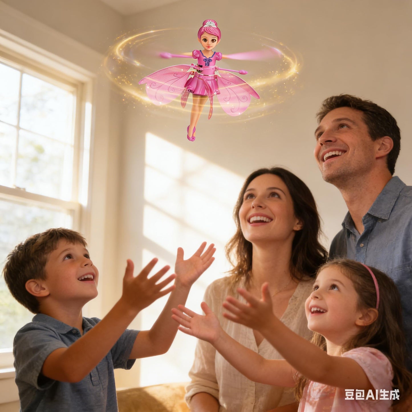 HENRYZH Remote Control Flying Doll Hand Gesture Sensing Flying Device Dancing Robot Princess with Crystal Wings 360 ° Free Rotating Robot Toy (Pink)