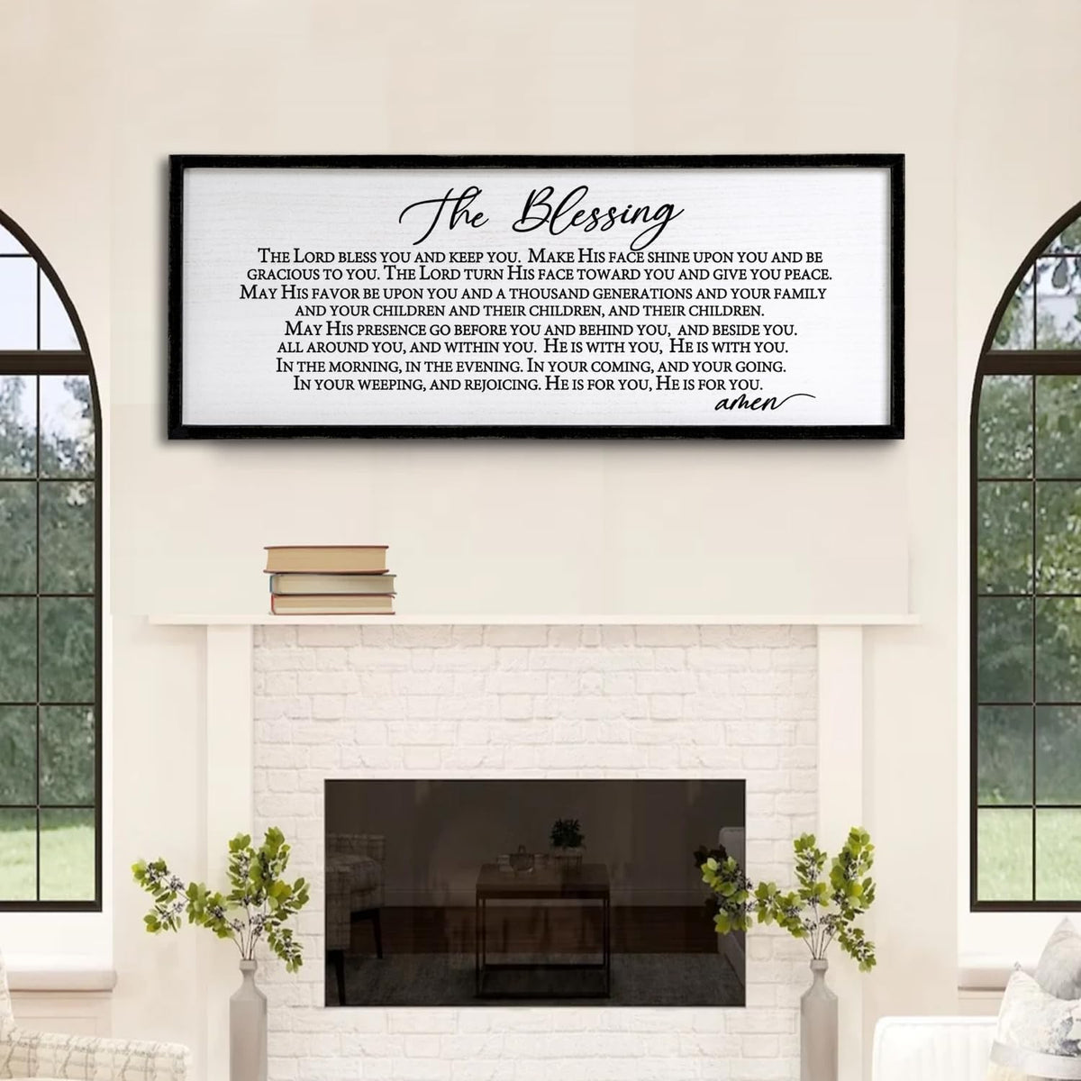 The Blessing Christian Song Lyrics Wall Decor 32"×12" Bible Verse May The Lord Bless You Scripture Wall Art Sign (Black)