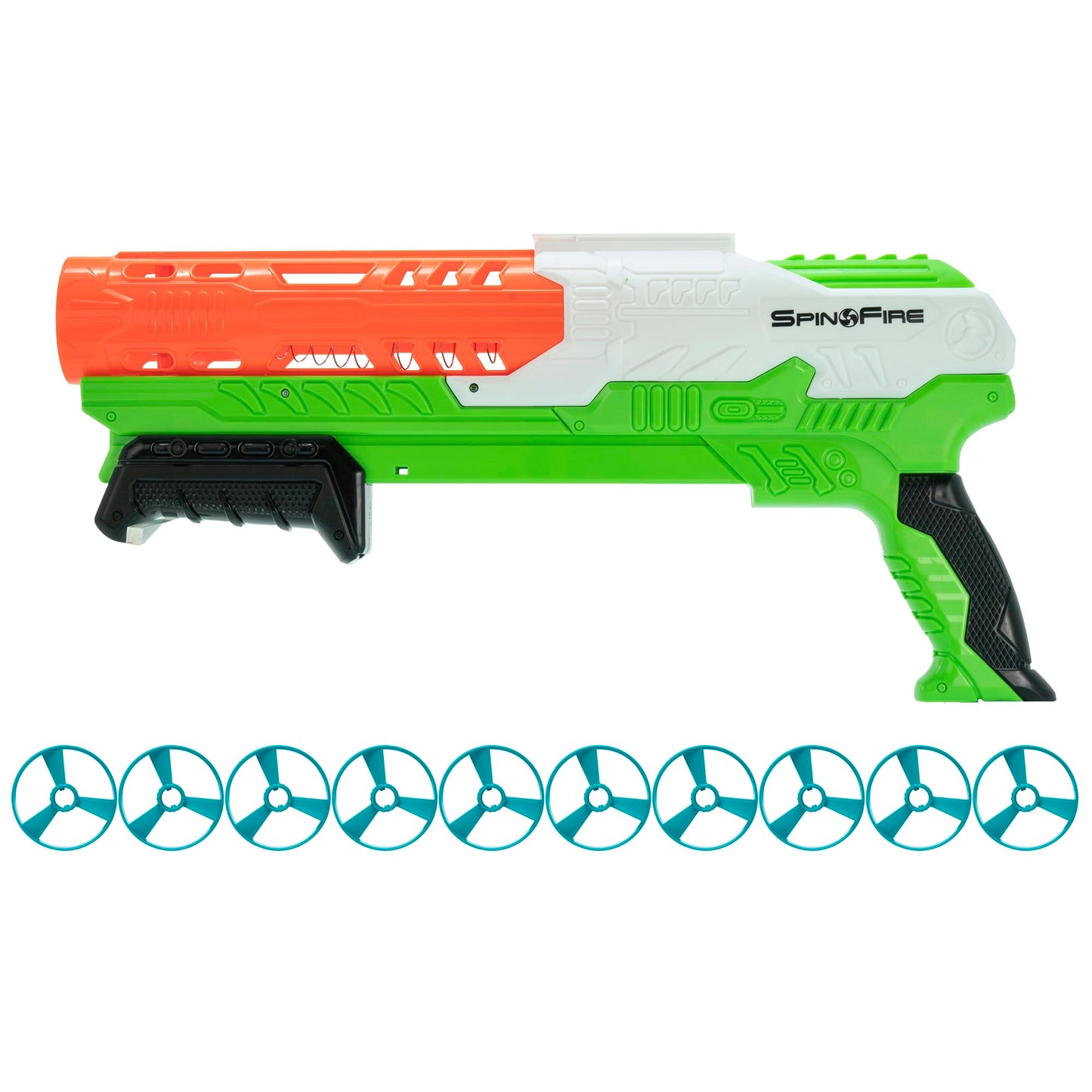 Air Warriors: Spin Fire - Blaster, 10 Spinners Darts, Accurate Flights, Shoots Up to 135 Feet, Kids Toy, Ages 6+
