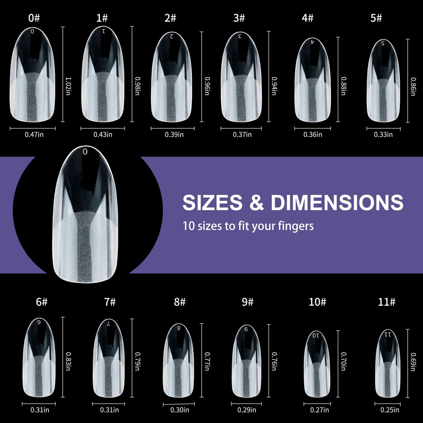 Half Matte Medium Oval Fake Nail Tips, Soft Gel Pre-Shaped Nail Tips, Full Cover False Nails with Clear Box for Nail Salons and DIY Nail Art, 600PCS/12 Sizes