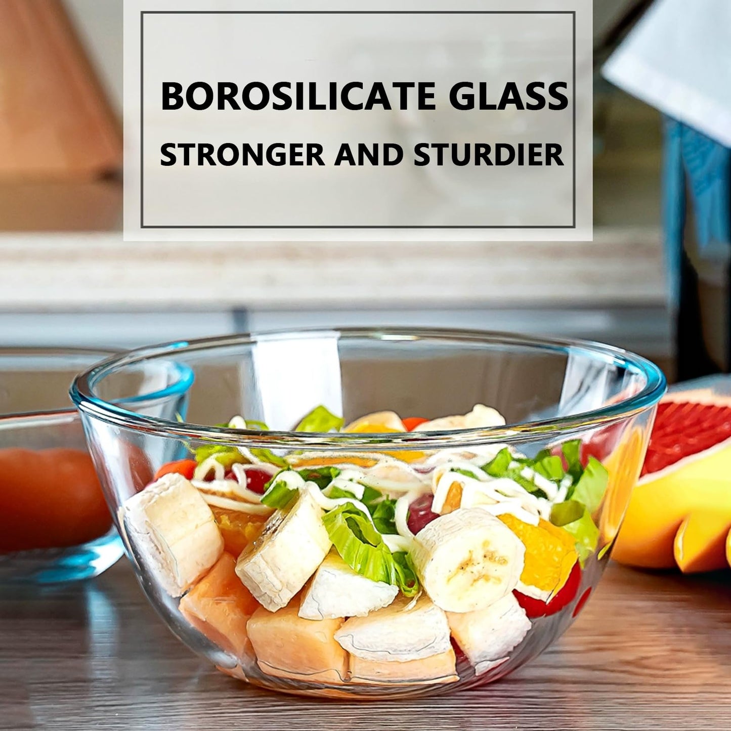 5 Quart Deep Big Glass Bowl with Lid,10 Inch Large Glass Mixing Bowl for Sourdough Bread Kitchen Salad Bread Storage, For Prepping, Marinating & Brining Kimch