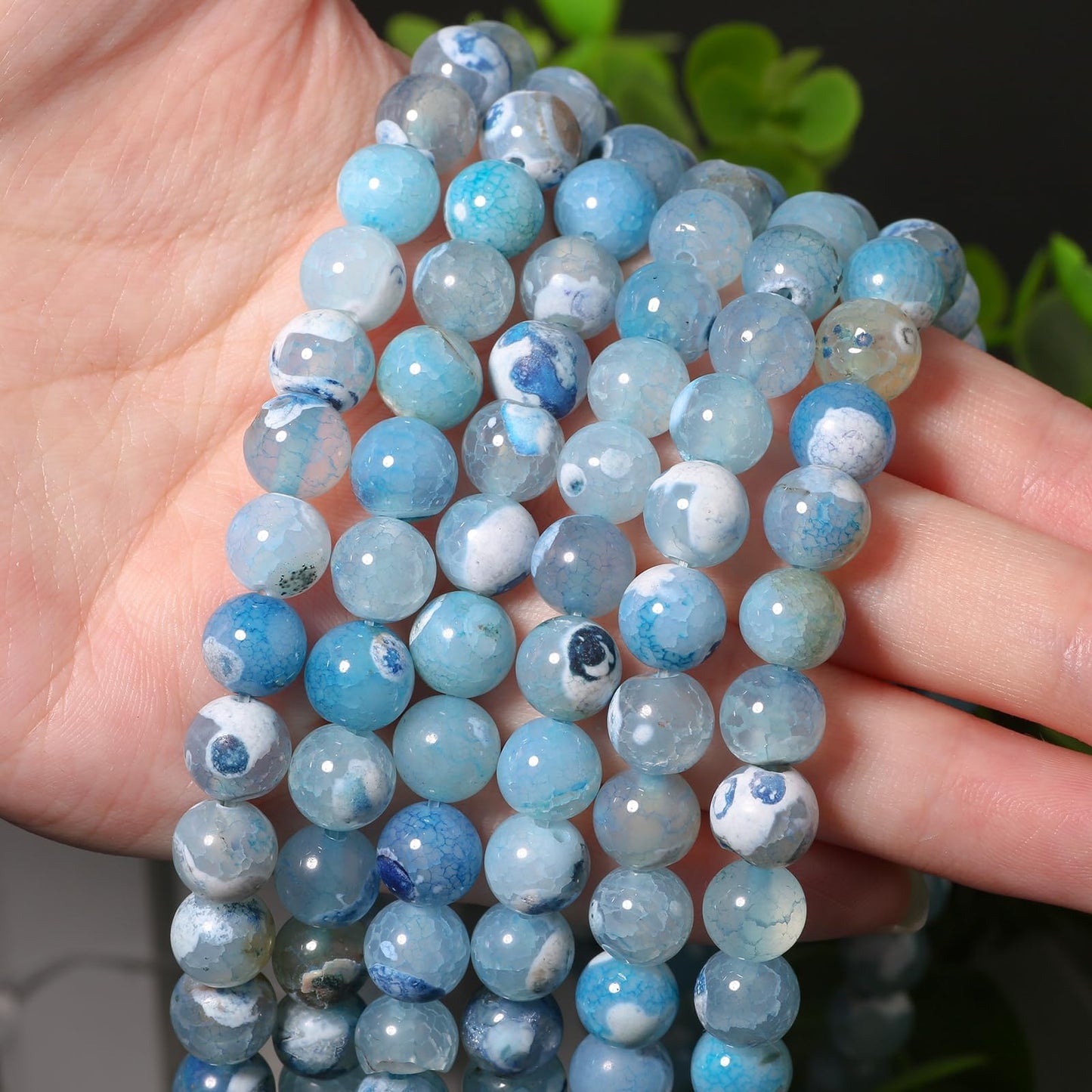6mm Blue Fire Dragon Pattern Natural Stone Beads Round Loose Beads for Jewelry Making Yochus DIY Beads Bracelet Necklace