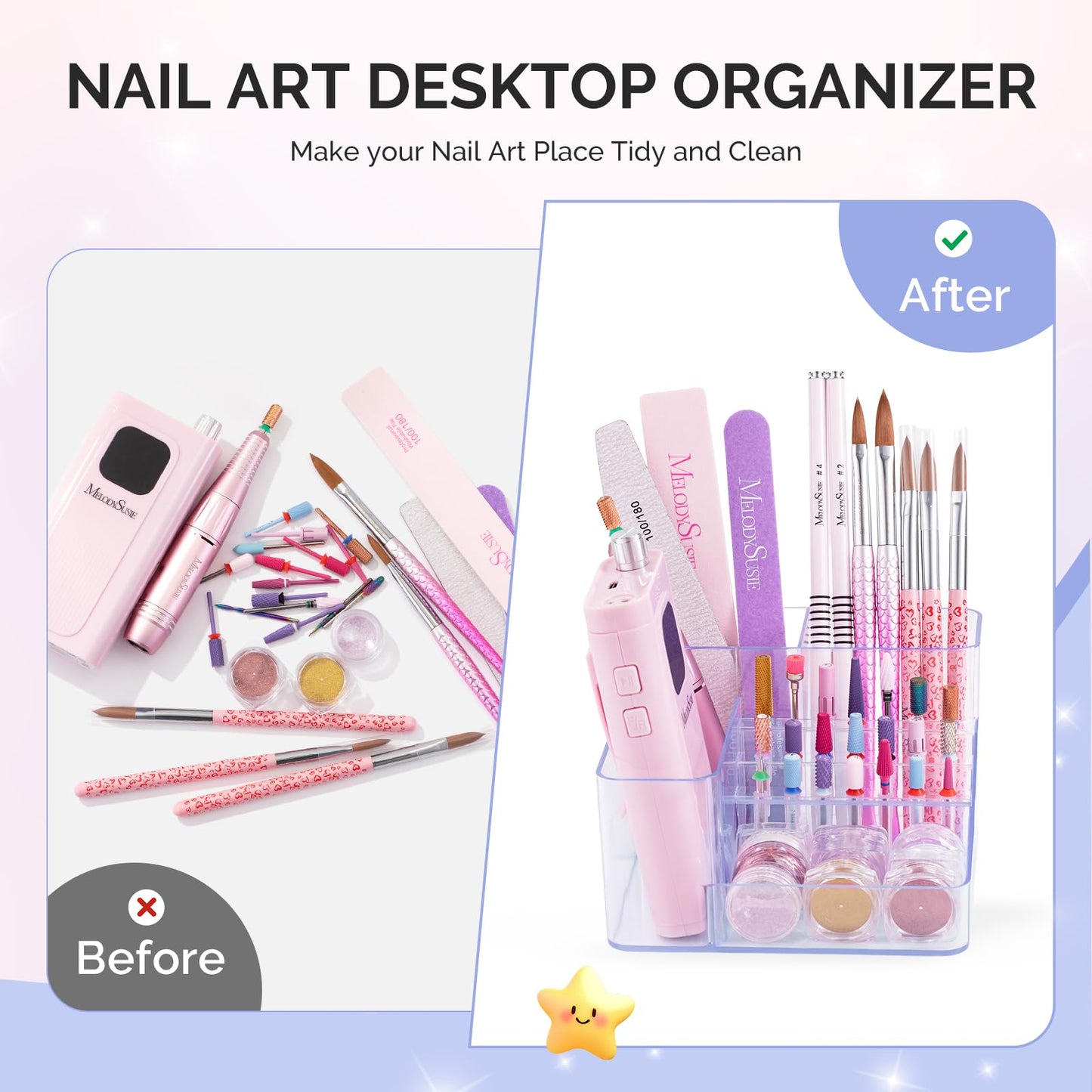 MelodySusie Nail Drill Holder, 21 Holes Nail Drill Bits Holder, Professional Acrylic Nail Tools Storage Box, Organizer Displayer for Manicure Efile Accessories Nail Drill Kit, Salon Home, Clear