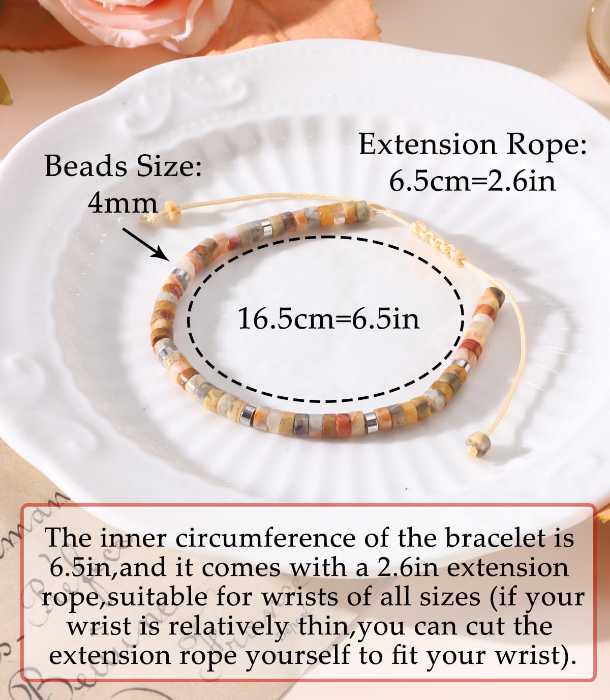CASDAN Natural Crystal Healing Beaded Bracelet for Women Natural Stone Adjustable Braided Rope Bracelets Spiritual Inspirational Gifts Bracelets