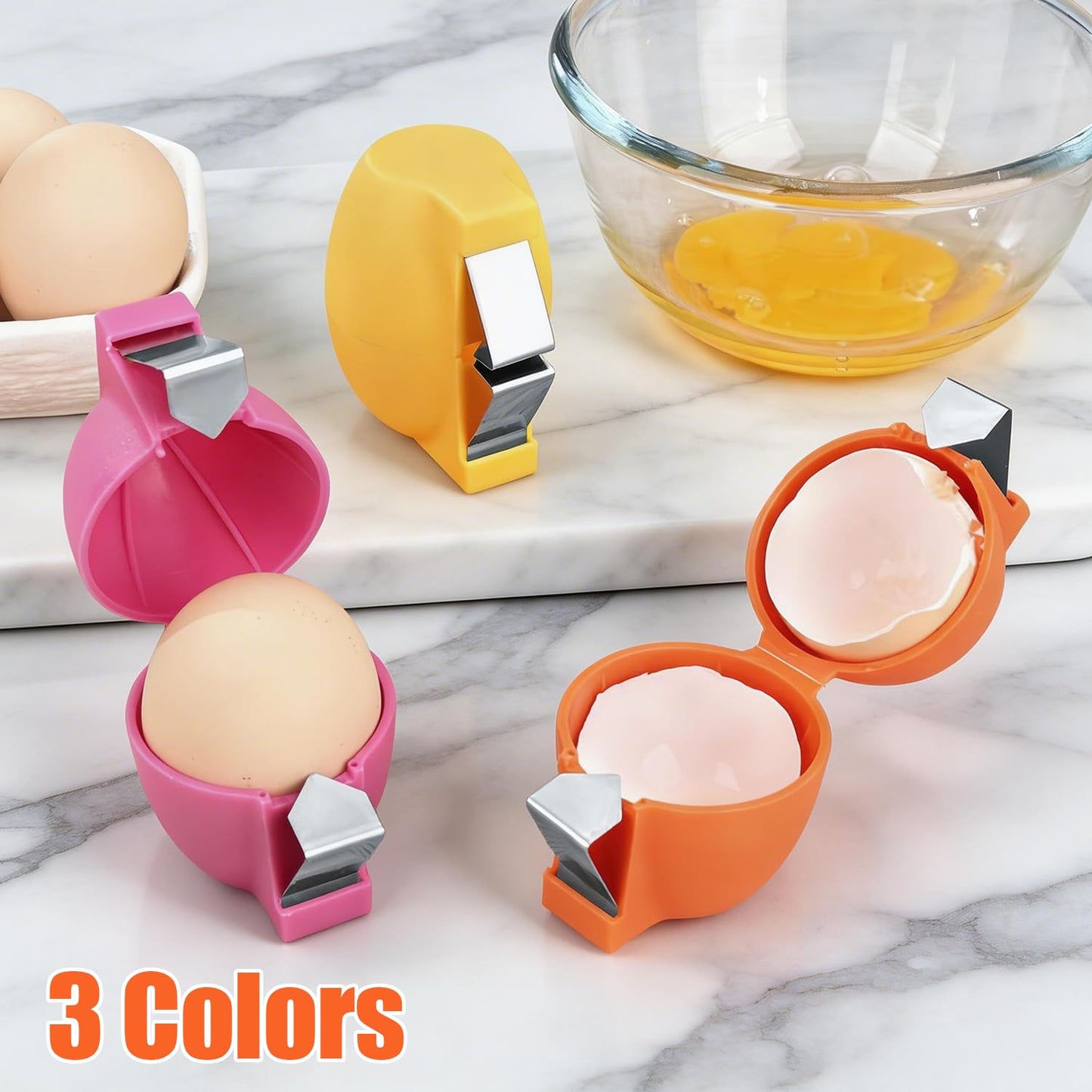 2PCS Egg Shell Opener,2026 Upgrade Stainless Steel Egg Cracker Tool,Multifunctional Egg Shell Opener for Raw & Hard-Boiled Eggs,Handheld Kitchen Gadget for Easy Peeling & Separating