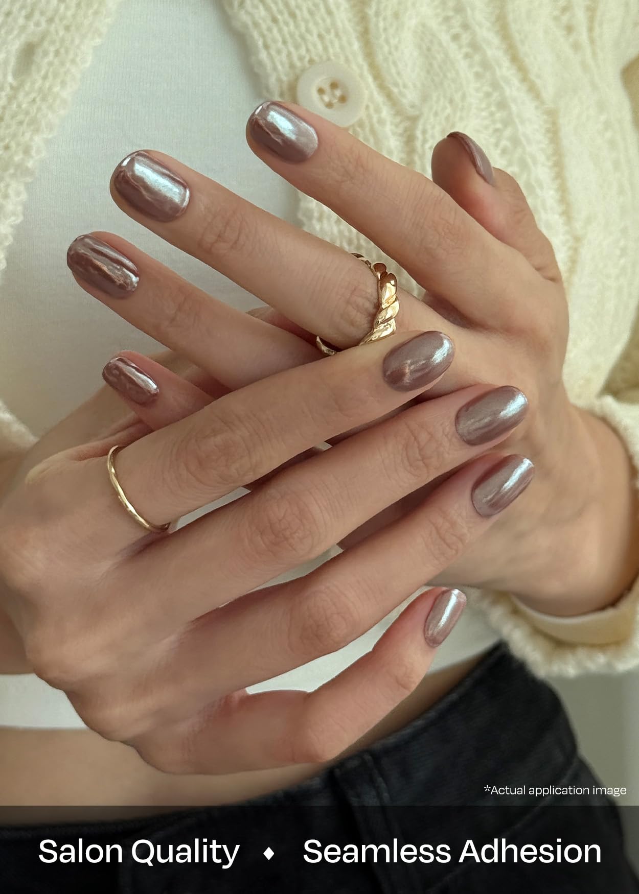 ohora Semi Cured Gel Nail Strips (N Chocolate Chrome) - Works with Any Nail Lamps, Salon-Quality, Long Lasting, Easy to Apply & Remove - Includes 2 Prep Pads, Nail File & Wooden Stick